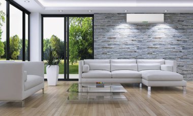 Klima 3d render çizim ile modern iç