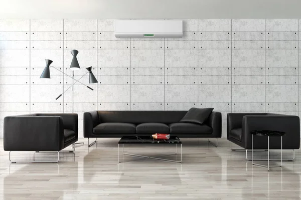 Modern Interieur Met Airconditioning Rendering Illustratie — Stockfoto