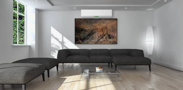 Modern Interieur Met Airconditioning Rendering Illustratie — Stockfoto