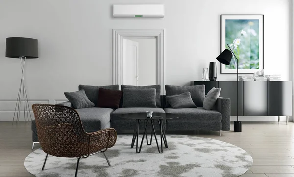 Modern Interieur Met Airconditioning Rendering Illustratie — Stockfoto