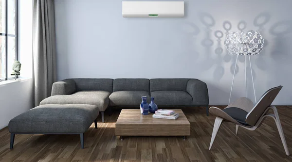 Modern Interieur Met Airconditioning Rendering Illustratie — Stockfoto