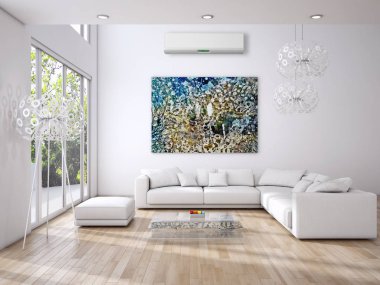 Klima 3d render çizim ile modern iç