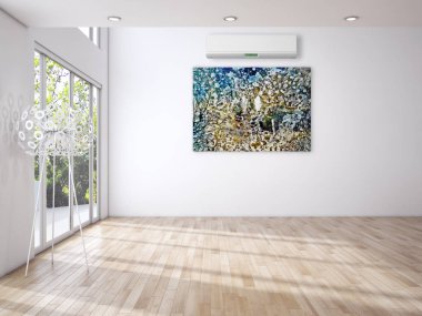 Klima 3d render çizim ile modern iç