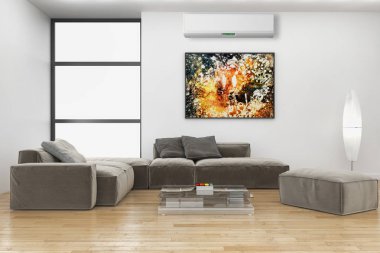 Klima 3d render çizim ile modern iç