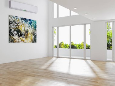 Klima 3d render çizim ile modern iç