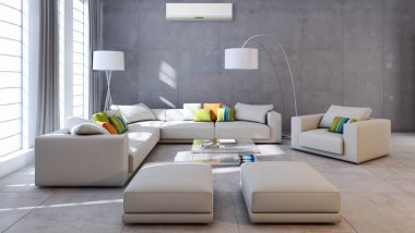 Klima 3d render çizim ile modern iç