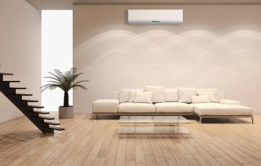 Klima 3d render çizim ile modern iç