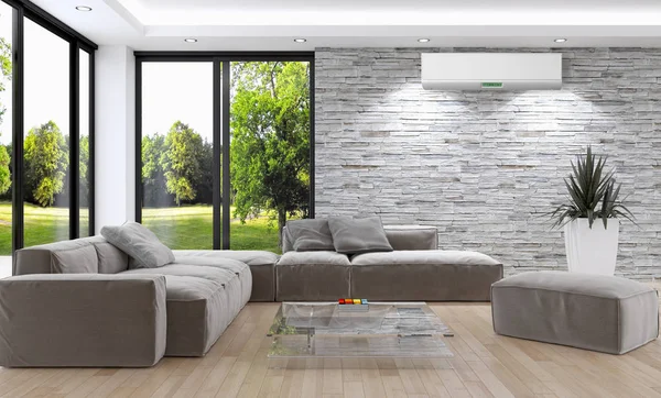 Interior Moderno Con Ilustración Renderizado Aire Acondicionado — Foto de Stock