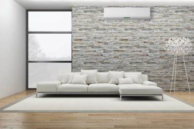 Klima 3d render çizim ile modern iç