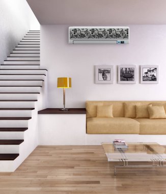 Klima 3d render çizim ile modern iç