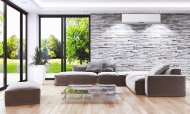 Klima 3d render çizim ile modern iç