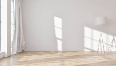 Modern parlak iç daire mockup poster çerçeve 3d render çizim ile