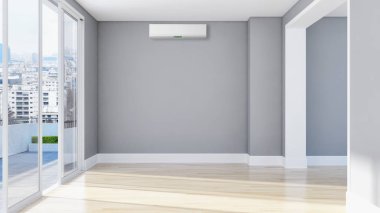 Klima 3d render çizim ile modern iç daire