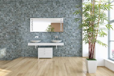 Modern parlak yatak odası iç 3d render illüstrasyon