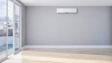 Klima 3d render çizim ile modern iç daire