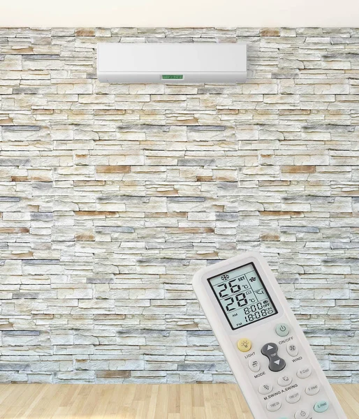 Klima ve uzaktan kumanda 3d render çizim ile modern iç daire