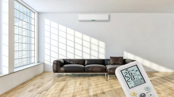 Modern Interior Apartment Air Conditioning Remote Control Rendering Illustration — Stock Photo, Image