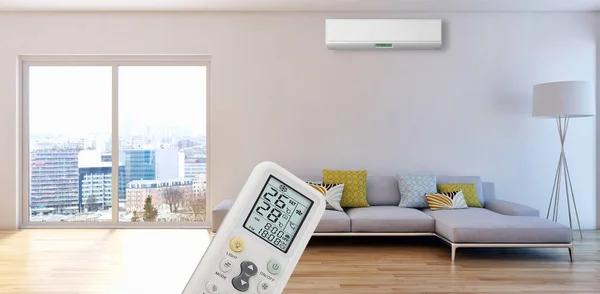 Modern Interior Apartment Air Conditioning Remote Control Rendering Illustration — Stock Photo, Image