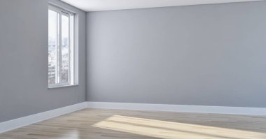 Modern parlak iç daire oturma oda 3d render illüstrasyon