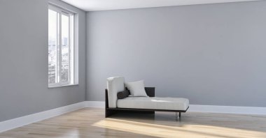 Modern parlak iç daire oturma oda 3d render illüstrasyon