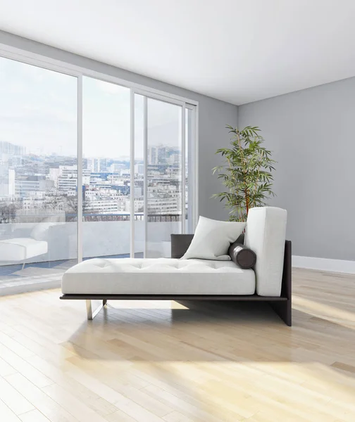Modern Cerah Interior Apartemen Ruang Tamu Rendering Ilustrasi — Stok Foto