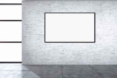 Modern parlak iç daire mockup poster çerçeve 3d render çizim ile