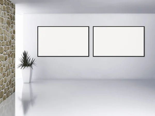 Moderne Appartement Intérieur Lumineux Avec Cadre Affiche Maquette Illustration Rendu — Photo