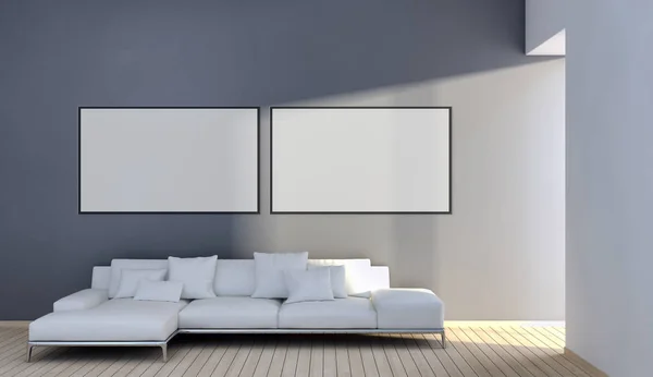 Moderne Lichte Interieur Appartement Met Mockup Poster Frame Rendering Illustratie — Stockfoto