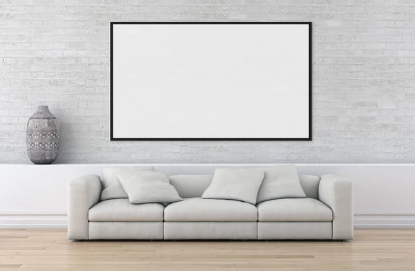 Moderno Apartamento Interiores Luminosos Com Quadro Cartaz Mockup Renderização Ilustração — Fotografia de Stock