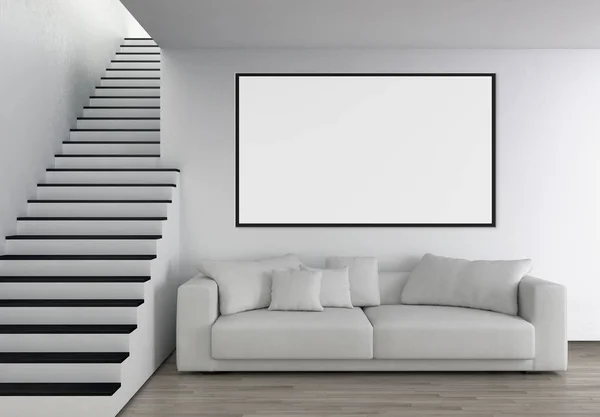 Moderno Apartamento Interiores Luminosos Com Quadro Cartaz Mockup Renderização Ilustração — Fotografia de Stock