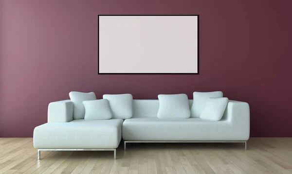 Moderno Apartamento Interiores Luminosos Com Quadro Cartaz Mockup Renderização Ilustração — Fotografia de Stock