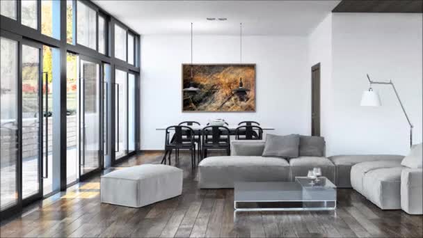 moderní světlé interiéry bytu obývací pokoj 3d vykreslování obrázku