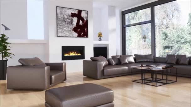 Apartamento Interiores Luminosos Modernos Sala Estar Representación Ilustración — Vídeos de Stock