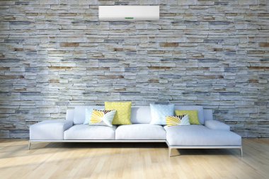 Klima 3d render çizim ile modern iç daire