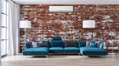 Klima 3d render çizim ile modern iç daire