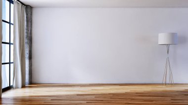 Modern parlak iç daire oturma oda 3d render illüstrasyon