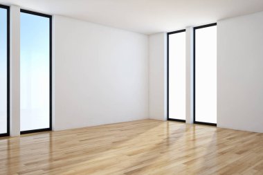 Modern parlak iç daire oturma oda 3d render illüstrasyon