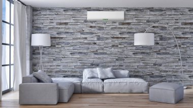 Klima 3d render çizim ile modern iç daire