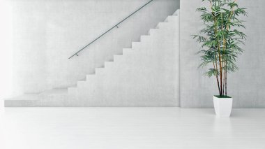 Modern parlak iç daire canlı oda 3d işleme bilgisayar oluşturulan görüntü illüstrasyon 3d