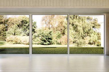 Modern parlak iç daire canlı oda 3d işleme bilgisayar oluşturulan görüntü illüstrasyon 3d