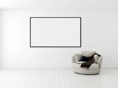 Sahte poster çerçeve 3d render illüstrasyon kadar modern parlak iç daire