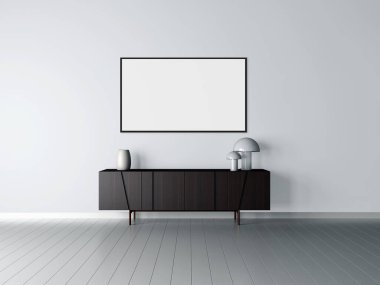 Sahte poster çerçeve 3d render illüstrasyon kadar modern parlak iç daire