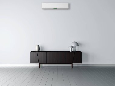 Klima 3d render çizim ile modern iç daire