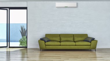 Klima 3d render çizim ile modern iç daire