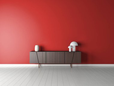 Modern parlak iç daire canlı oda 3d işleme bilgisayar oluşturulan görüntü illüstrasyon 3d