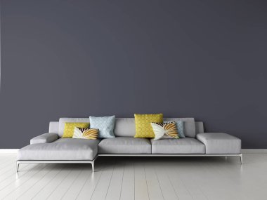 Modern parlak iç daire Salon 3d render oluşturulan bilgisayar görüntü illüstrasyon