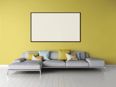 Sahte poster çerçeve 3d render illüstrasyon kadar modern parlak iç daire