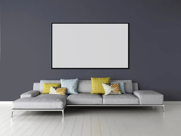 Moderno Apartamento Interiores Luminosos Com Quadro Cartaz Simulado Renderização Ilustração — Fotografia de Stock
