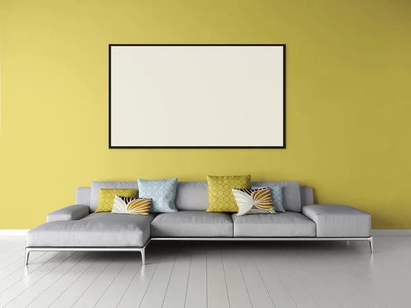 Moderno Apartamento Interiores Luminosos Com Quadro Cartaz Simulado Renderização Ilustração — Fotografia de Stock
