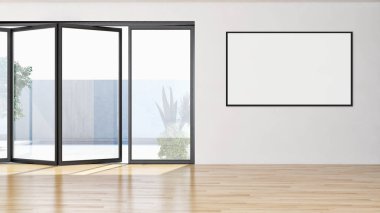 Sahte poster çerçeve 3d render illüstrasyon kadar modern parlak iç daire